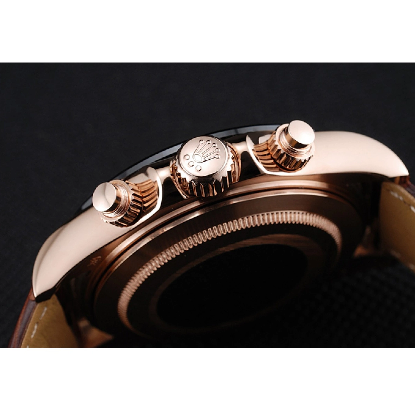 AAA Replica Watches Cosmograph Daytona Dial Rose Rolex Brown Bracelet Brown Case Gold 1454243 Leather 0825